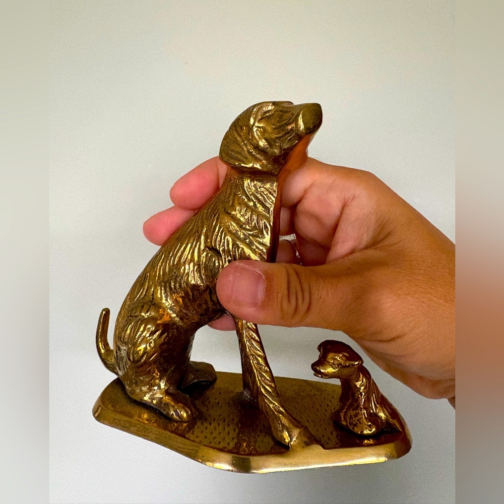 Vintage Solid Brass‎ Dog Statue – 5" Tall | Elegant Collectible Décor